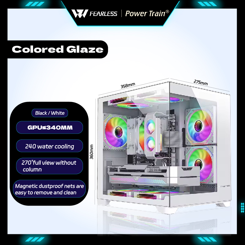 Power Train Colored Glaze MATX - Pc Gaming Water Cooling ulasan dan harga